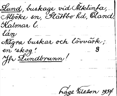 Bild på arkivkortet för arkivposten Lund, jfr Lundbrunn