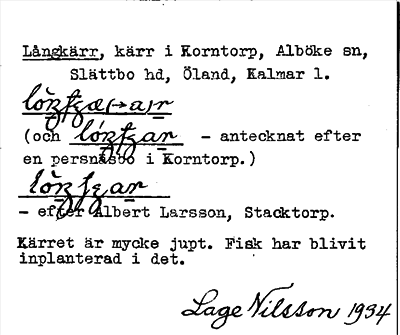 Bild på arkivkortet för arkivposten Långkärr
