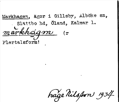 Bild på arkivkortet för arkivposten Markhagen