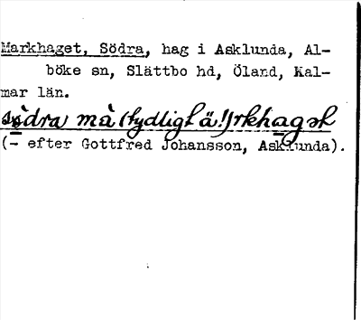 Bild på arkivkortet för arkivposten Markhaget, Södra