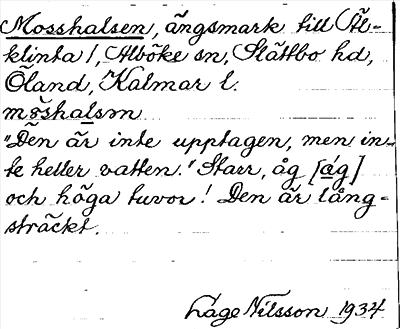 Bild på arkivkortet för arkivposten Mosshalsen
