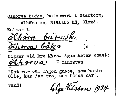 Bild på arkivkortet för arkivposten Olhorva Backe