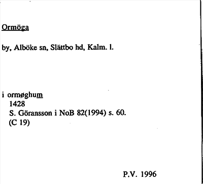 Bild på arkivkortet för arkivposten Ormöga