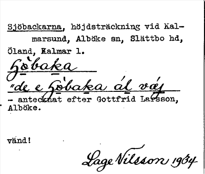 Bild på arkivkortet för arkivposten Sjöbackarna