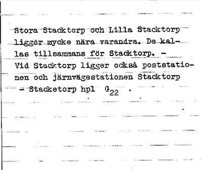 Bild på baksidan av arkivkortet för arkivposten Stacktorp, Lilla