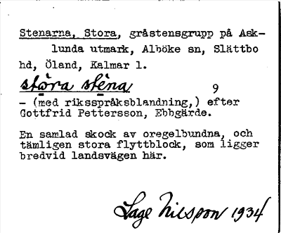 Bild på arkivkortet för arkivposten Stenarna, Stora