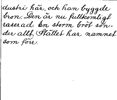 Bild på baksidan av arkivkortet för arkivposten Stenfälts, Bro