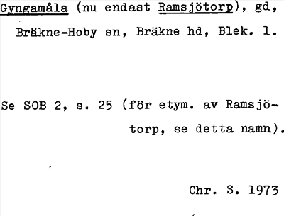 Bild på arkivkortet för arkivposten Gyngamåla (nu endast Ramsjötorp)