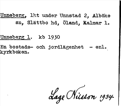 Bild på arkivkortet för arkivposten Unneberg