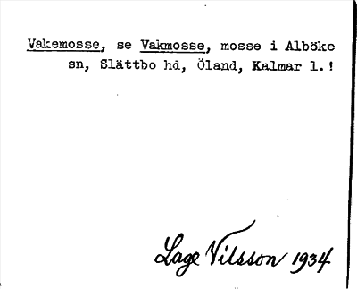 Bild på arkivkortet för arkivposten Vakemosse, se Vakmosse