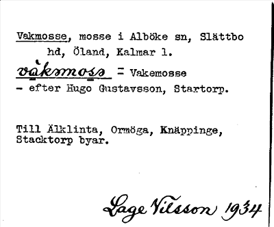 Bild på arkivkortet för arkivposten Vakmosse