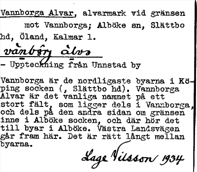 Bild på arkivkortet för arkivposten Vannborga Alvar