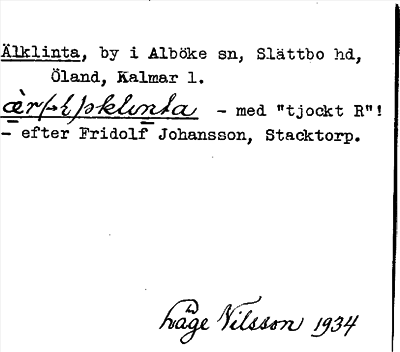 Bild på arkivkortet för arkivposten Älklinta