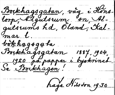 Bild på arkivkortet för arkivposten Bockhagsgatan, se Bockhagen