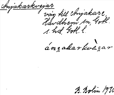 Bild på arkivkortet för arkivposten Anjakarkvejar