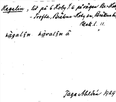 Bild på arkivkortet för arkivposten Hagalin