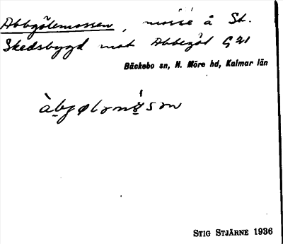 Bild på arkivkortet för arkivposten Abbgölemossen