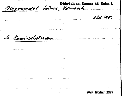 Bild på arkivkortet för arkivposten Alegrundet, se Kanineholmen