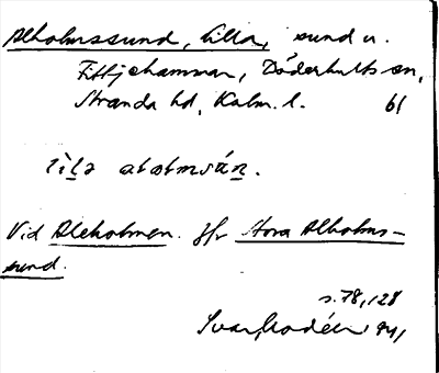 Bild på arkivkortet för arkivposten Alholmssund, Lilla