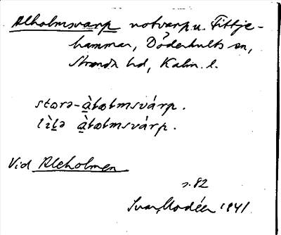 Bild på arkivkortet för arkivposten Alholmsvarp