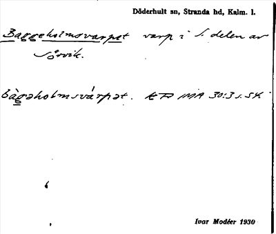 Bild på arkivkortet för arkivposten Baggeholmsvarpet