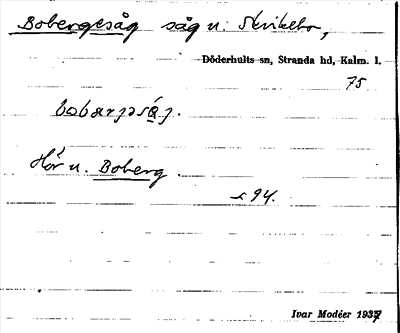 Bild på arkivkortet för arkivposten Bobergesåg