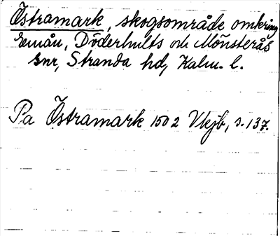 Bild på arkivkortet för arkivposten Östramark