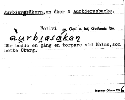 Bild på arkivkortet för arkivposten Aurbjersåkern