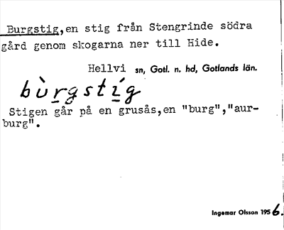 Bild på arkivkortet för arkivposten Burgstig