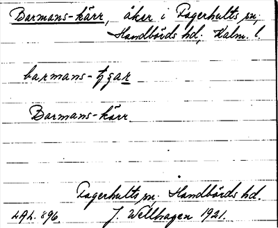 Bild på arkivkortet för arkivposten Barmans-kärr