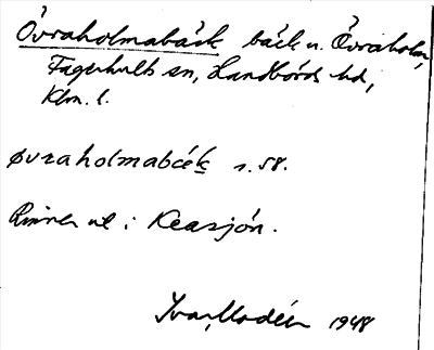 Bild på arkivkortet för arkivposten Övraholmabäck