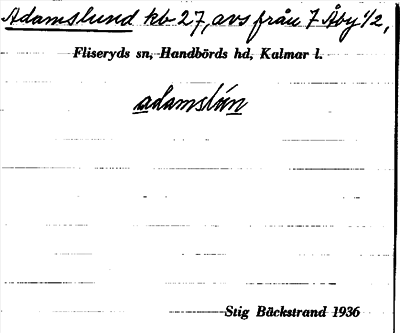 Bild på arkivkortet för arkivposten Adamslund