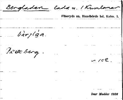Bild på arkivkortet för arkivposten Bergladan