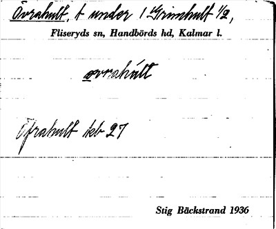 Bild på arkivkortet för arkivposten Övrahult