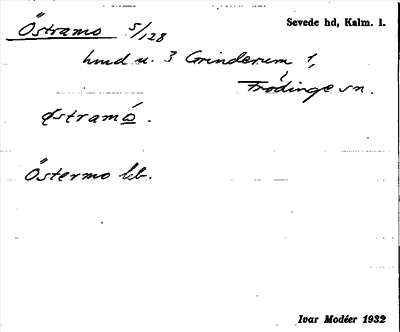 Bild på arkivkortet för arkivposten Östramo