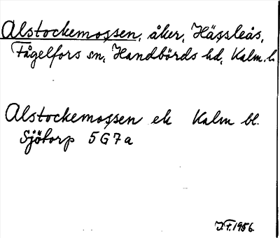 Bild på arkivkortet för arkivposten Alstockemossen