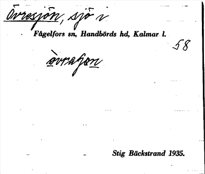 Bild på arkivkortet för arkivposten Övresjön