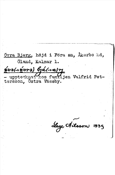 Bild på arkivkortet för arkivposten Övra Bjerg