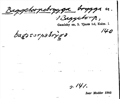 Bild på arkivkortet för arkivposten Baggetorpebrygga