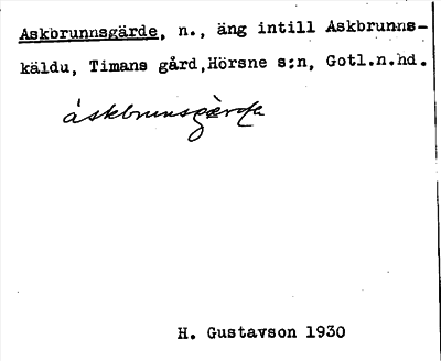 Bild på arkivkortet för arkivposten Askbrunnsgärde