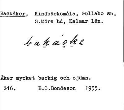 Bild på arkivkortet för arkivposten Backåker