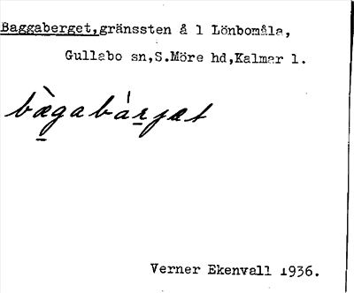 Bild på arkivkortet för arkivposten Baggaberget