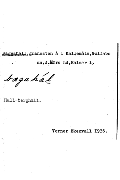 Bild på arkivkortet för arkivposten Baggahall
