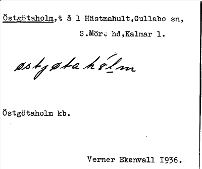 Bild på arkivkortet för arkivposten Östgötaholm