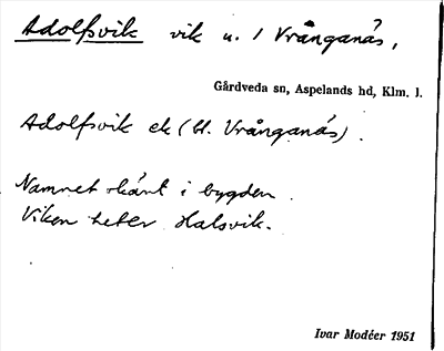 Bild på arkivkortet för arkivposten Adolfsvik
