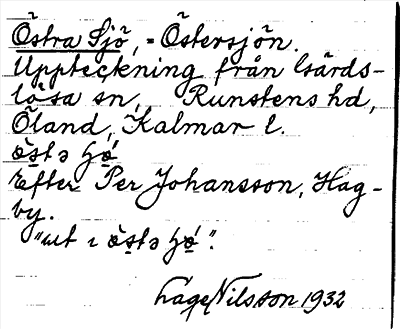 Bild på arkivkortet för arkivposten Östra Sjö