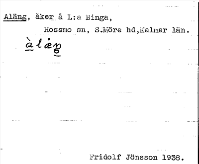 Bild på arkivkortet för arkivposten Aläng