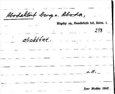 Bild på arkivkortet för arkivposten Abodaklint
