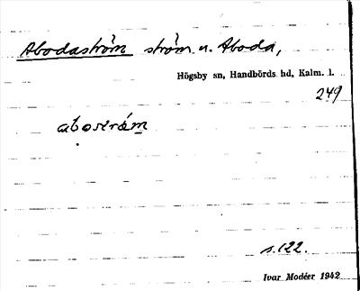 Bild på arkivkortet för arkivposten Abodaström
