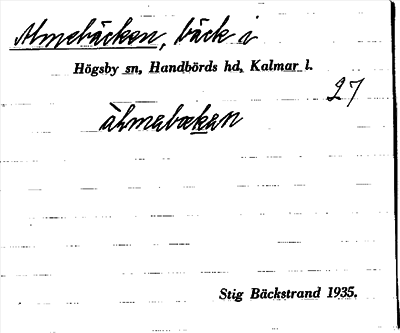 Bild på arkivkortet för arkivposten Almebäcken